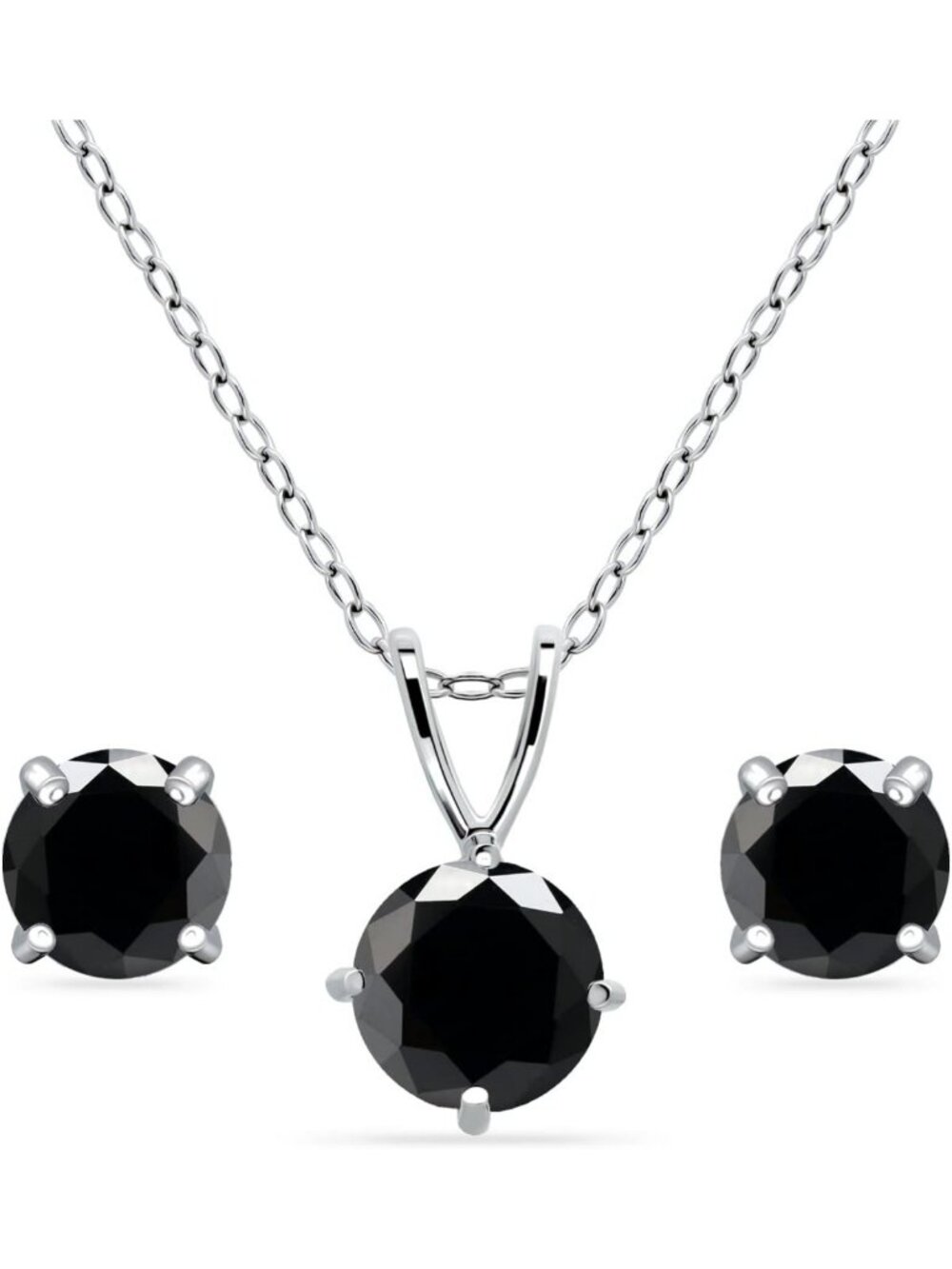Elegant Birthstone Jewelry Set for Women - Necklace & Stud Earrings, Sterling